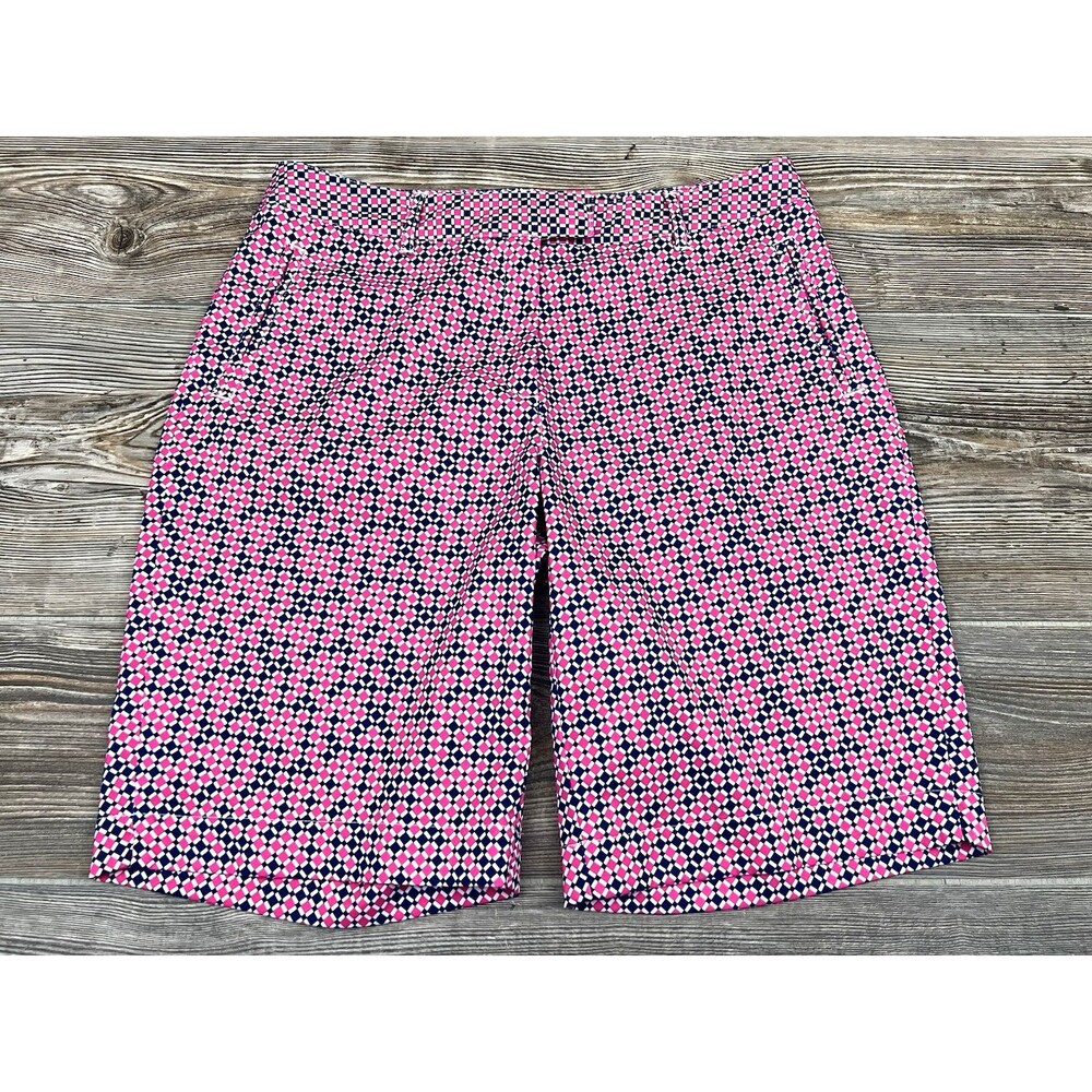 Lady Hagan Womens 6 (32/10) Pink Blue White Diamond Golf Shorts Stretch Preppy